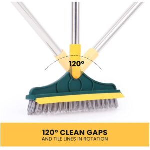 Feellavish Toilet Cleaning Brush with Wiper | 2-in-1 Bathroom Cleaning Brush | Long Handle Floor Scrub Brush for Tiles, Bathroom & Toilet Cleaning | Bathroom Cleaning Accessories
