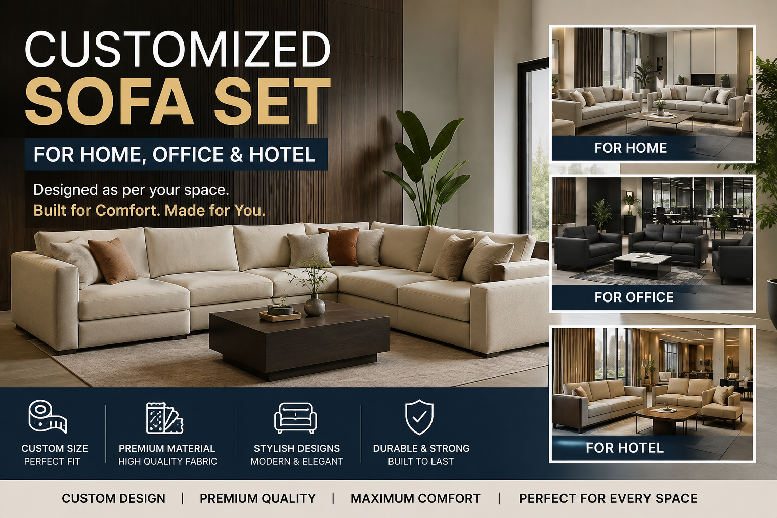 Customized Sofa Set for Home, Office and Hotel